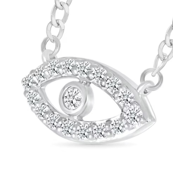 .50 Carats VS Lab Diamond Evil Eye Sterling Silver Necklace - Picture 3 of 6